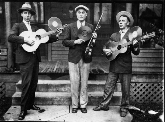 PS-1925 Byrd Moore's Hot Shots--L to R--Moore, Greene, Ashley--c. 1929--Credit Blue Ridge Institute & Museum of Ferrum College