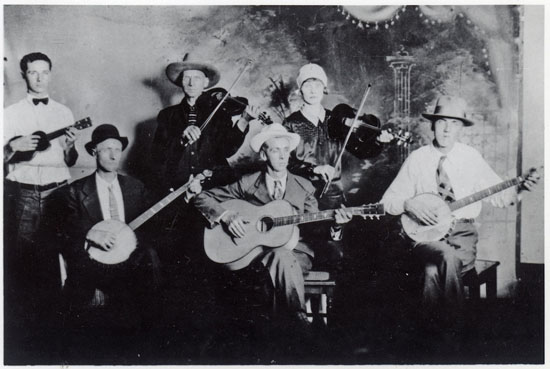 PS-1972 Blue Ridge Corn Shuckers, Iver Edwards, George Stoneman, Uncle Eck Dunford, Pop, Hattie, Bolen Frost--Credit Blue Ridge Institute & Museum of Ferrum College